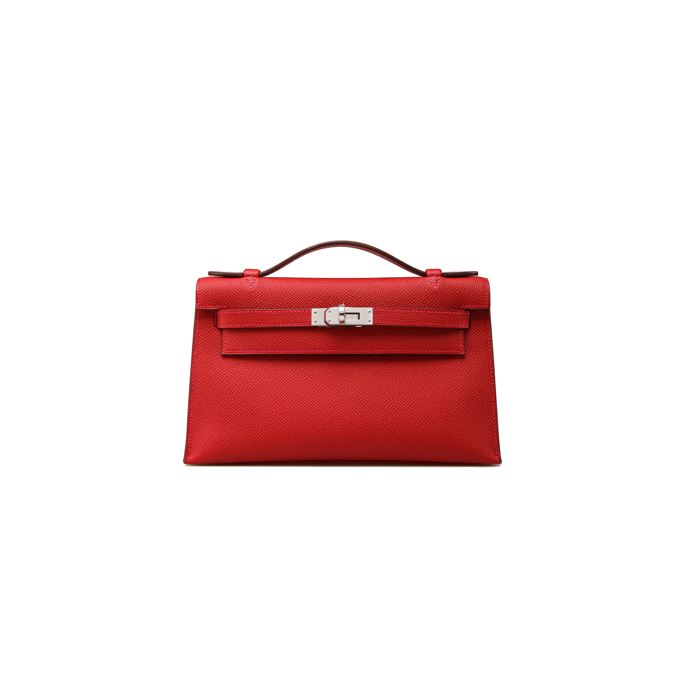 H**mes master kelly pochette rouge casaque epsom with palladium hardware (22*14*7cm)